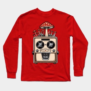 Happy Old Radio And Red Mushroom Long Sleeve T-Shirt